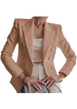 EFOFEI Damen Elegante Formelle Jacke Vintage Büro Bolero Jacke Slim Business Strickjacke Khaki XS von EFOFEI
