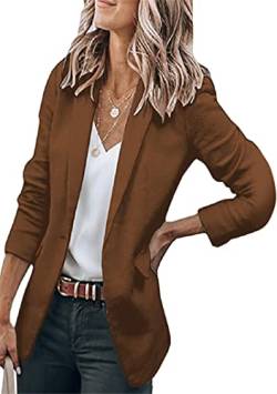 EFOFEI Damen Geschäft Büro Jacke Anzug Trenchcoat Einfache Elegante Oberbekleidung Maßgeschneiderter Cardigan Blazer Braun XL von EFOFEI