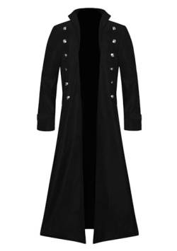 EFOFEI Damen Gothic Viktorianische Robe Stilvolle Knopfleiste Volltonfarbe Hoher Kragen Punk Jacke Schwarz XL von EFOFEI