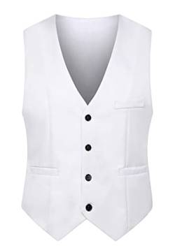 EFOFEI Damen Groomman Casual Suit Vests for Wedding Slim Fit Vest With Lacing Waistcoat For Business Weddings Weiß S von EFOFEI