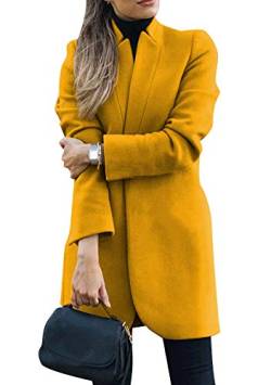 EFOFEI Damen Herbst Winter Langer Mantel GrößEn Lose Outwear Trenchcoat Anzugjacke BeiläUfige Business Blazermantel Gelb L von EFOFEI