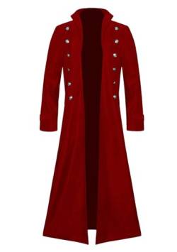 EFOFEI Damen High Collar Solid Button Punk Mantel Halloween Wear Long Slim Jacket Rot XL von EFOFEI