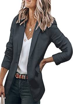 EFOFEI Damen Lässiger Arbeitsblazer Formale Anzugjacke Mit Einem Knopf Schmal Geschnittener Langarm Blazer Dunkelgrau XL von EFOFEI