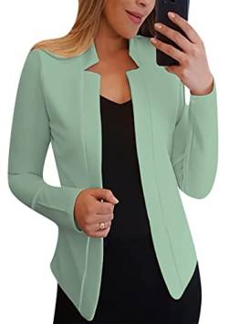 EFOFEI Damen Light Bürojacke Slim Fit Langarm Blazer Formelle Anzugjacke Einfarbig Anzug Kostüm Hellgrün S von EFOFEI