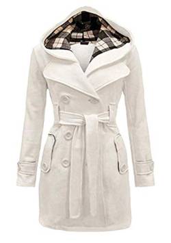 EFOFEI Damen Mantel Winter Wool Jacket Midi Length Jacket Mantel Beige L von EFOFEI