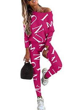 EFOFEI Damen Pyjama Set Oberteile & Pyjamahosen Bekleidung Set Lässige Änzuge Sternmode Freizeitanzug Nachtwäsche Sleepwear Und Pyjamahose Violett XL von EFOFEI