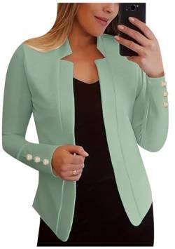 EFOFEI Damen Slim Business Strickjacke Einfarbig Kurze Strickjacken Helles Büro Jacke Slim Fit Einfacher Blazer Hellgrün M von EFOFEI