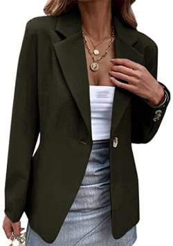 EFOFEI Damen Slim Business Strickjacke Solid Color Anzüge Einfach Elegant Outwear Open Front Long Sleeve Anzug Army Grün S von EFOFEI