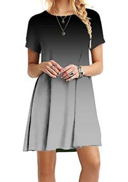 EFOFEI Damen Sommer Swing Gradient Bedrucktes T-Shirt Tunika Loose Fit Kleid Gradient Grau XL von EFOFEI