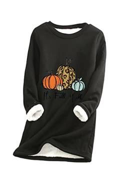EFOFEI Damen Süße Halloween Kleidung Pullover All Match Plüsch Pullover Schwarz 3XL von EFOFEI