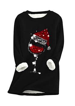 EFOFEI Damen Süße Weihnachtskleidung Pullover Sweatshirt All Match Plüsch Pullover Schwarz 3XL von EFOFEI