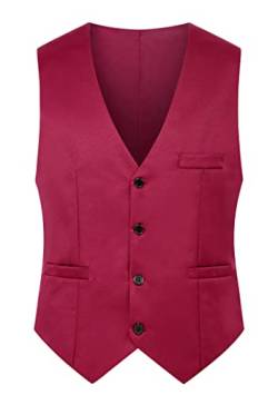 EFOFEI Damen Tweed V-Ausschnitt Vintage Weste Einfarbig Weste für Anzug oder Smoking Slim Casual V-Ausschnitt Weste Weinrot XS von EFOFEI
