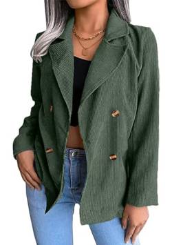 EFOFEI Damen Übergangsjacke Wintermantel Jacke mit Tasche und Knöpfen Warmer Langer Anzug Strickjacke Grün XXL von EFOFEI