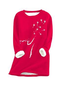EFOFEI Damen Winter Warme Pullover Warm Sweatshirt Pullover Oversize Bedrucktes Oberteil Tops Lamm Kaschmir Pulli Langarm Shirts 3XL von EFOFEI