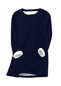 EFOFEI Damen Winter Warme Sweatshirt Gefüttert Plus Fleeceoberteil Festliche Party Plus Fleece-Oberteil Navy blau L von EFOFEI