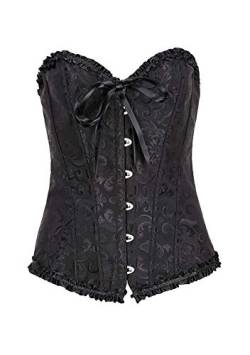 EFOFEI Fräulein Vollbrust Corsage Korsett Bustier Mieder Korsage Gothic Top Dessous Übergrößen Corsage Vintage Vollbrust Klasische Schwarz L von EFOFEI