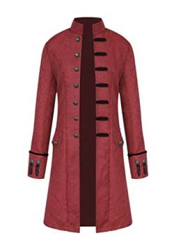 EFOFEI Herren Mittelalter Renaissance Retro Uniform Mittelalterliche Renaissance Uniform Mantel Mittelalter Steampunk Halloween Kostüme Weinrot L von EFOFEI