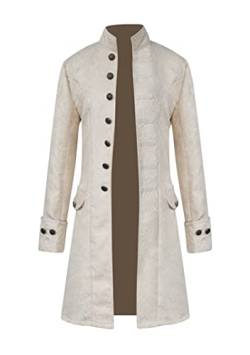 EFOFEI Herren Steampunk Vintage Viktorianische Jacke Langarm Frack Stehkragen Mode Smoking Jacke Mittelalterliche Renaissance Uniform Mantel Weiß L von EFOFEI