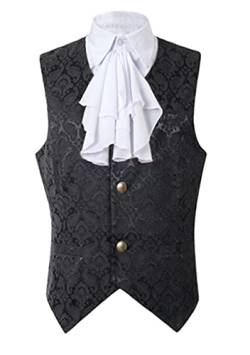 EFOFEI Herren Uniform Party Kostüm Vintage Mantel Outwear Knopfweste Smoking Anzug Weste Mittelalter Kostüm Schwarz L von EFOFEI