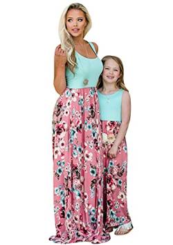 EFOFEI Kinder Sommerkleider Brautkleider Stitching Weste MaxiKleid Freizeit Kleider Frühling Blaue Blume 5-6 Jahre von EFOFEI