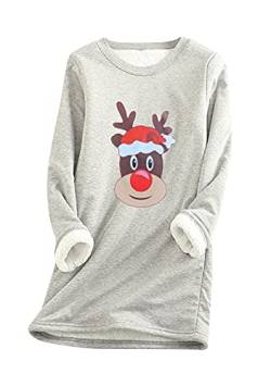 EFOFEI Mädchen Langarmshirt Mit Rundhalsausschnittwinter-Pullover Aus Korallenfleecekleidung Für Die Weihnachtsfeier Hellgrau M von EFOFEI