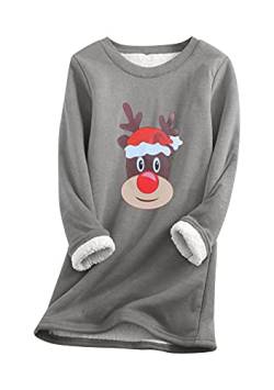 EFOFEI Mädchen Warmes Bequemes Sweatshirt All Match Plüsch Pullover Elk Dunkelgrau XXL von EFOFEI