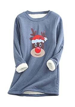 EFOFEI Mädchen Weihnachtspullover Als Geschenkwarmes Und Bequemes Sweatshirtwinter-Pullover Aus Korallenfleece Blau M von EFOFEI