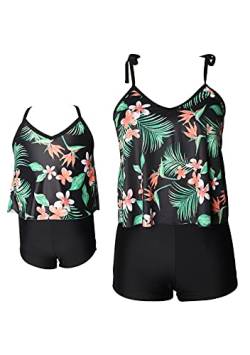 EFOFEI Neckholder Off Schulter Tops + hohe Taille unten Badeanzug Rüschen Hals Hängen Bikini Sets Mutter und Tochter Badeanzug Boxer 8-10 Jahre von EFOFEI