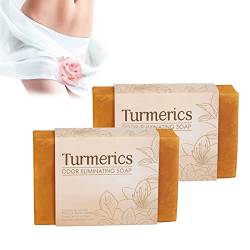 Kurkuma Seife zur Hautaufhellung, Kurkuma-Geruchsbeseitigung Seife, Natürliches Seifenstück für Frauen, Stückseife für alle Hauttypen (2 Pcs) von EFRANO