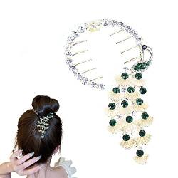 Vintage süße Perle Quaste Haarspangen,Haarspange mit Strassplatten,Fester Clip mit hohem Pferdeschwanz,Haarschmuck für Frauen (B) von EFRANO
