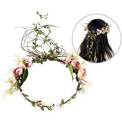 Künstlicher Weihnachtskranz Frauen Mädchen Blume Stirnband Braut Blumenkrone Haarband Haarschmuck Hochzeit Party Frühling Neuer Kranz Kopfbedeckung Kopfbedeckung (Farbe: B03) von EGGPOD