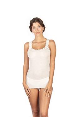 Damen Unterhemd TankTop Merinowolle Seide (L/XL, creme) von EGI