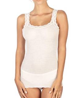 EGI Damen Trägerhemd mit Spitze aus Wolle 85 % Wolle und Seide 15 %, Weiß L-XL von EGI