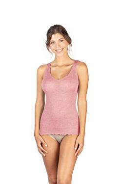 EGI Luxus-Tanktop aus Wolle und Seide, V-Ausschnitt, hergestellt in Italien. - Pink - Large-X-Large von EGI