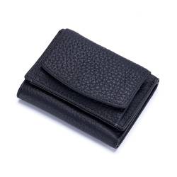 EGLOW Echtleder-Geldbörse, tragbare Geldbörse, RFID-blockierend, minimalistische Vordertaschen-Geldbörsen für Herren, tragbare Münzbörse, anwendbar auf gefaltete Kreditkarten-Scheine (Color : Black) von EGLOW