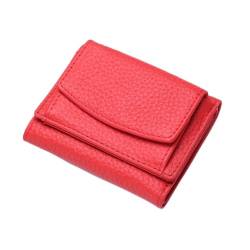 EGLOW Echtleder-Geldbörse, tragbare Geldbörse, RFID-blockierend, minimalistische Vordertaschen-Geldbörsen für Herren, tragbare Münzbörse, anwendbar auf gefaltete Kreditkarten-Scheine (Color : Red) von EGLOW