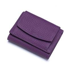 EGLOW Echtleder-Geldbörse, tragbare Geldbörse, RFID-blockierend, minimalistische Vordertaschen-Geldbörsen für Herren, tragbare Münzbörse, anwendbar auf gefaltete Kreditkarten-Scheine (Color : Purple) von EGLOW