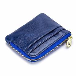 EGLOW Einfache Damen-Geldbörse, exquisiter Reißverschluss, multifunktionale Geldbörse, weiches echtes Leder, große Kapazität, niedliche Mini-Tasche, weibliche Kartenhalter-Kupplung (Color : Blue) von EGLOW
