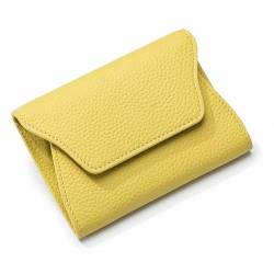 EGLOW Leder-Geldbörse für Damen, Damen-Geldbörse aus echtem Leder, blockierender Kreditkartenhalter, schlicht, klassisch, Mini-Geldbörse für Reisen, Arbeit, Kleingeld (Color : Yellow) von EGLOW