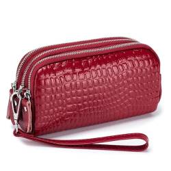 Geldbörse für den täglichen Gebrauch, Mini-Geldbörse, Leder-Clutch für Damen, kleine Handgelenk-Handtasche, Geldbeutel, modisch, einfach, für den Alltag (Color : Red) von EGLOW