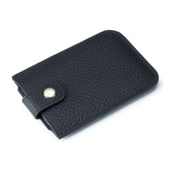 Kreditkartenetui, RFID-blockierend, schlankes Kreditkartenetui, Premium-Leder, minimalistische Vordertasche, kleines Portemonnaie, Bankkartenetui für 5 Karten- und Geldscheinfächer ( Color : Black ) von EGLOW