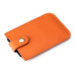 Kreditkartenetui, RFID-blockierend, schlankes Kreditkartenetui, Premium-Leder, minimalistische Vordertasche, kleines Portemonnaie, Bankkartenetui für 5 Karten- und Geldscheinfächer ( Color : Orange ) von EGLOW