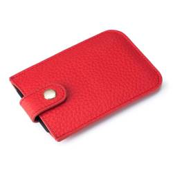 Kreditkartenetui, RFID-blockierend, schlankes Kreditkartenetui, Premium-Leder, minimalistische Vordertasche, kleines Portemonnaie, Bankkartenetui für 5 Karten- und Geldscheinfächer ( Color : Red ) von EGLOW