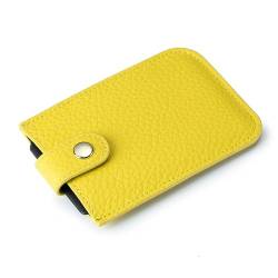 Kreditkartenetui, RFID-blockierend, schlankes Kreditkartenetui, Premium-Leder, minimalistische Vordertasche, kleines Portemonnaie, Bankkartenetui für 5 Karten- und Geldscheinfächer ( Color : Yellow ) von EGLOW