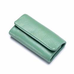 Ultradünne Geldbörse mit Reißverschluss, für den täglichen Gebrauch, kleine Mini-Geldbörse aus weichem echtem Leder, einfache Geldbörse aus Rindsleder, multifunktionales Schlüsseletui (Color : Green von EGLOW
