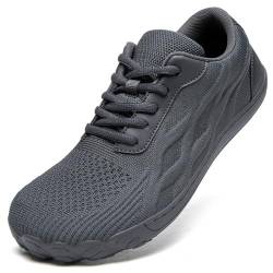 EGMPDA Barfußschuhe Herren Laufschuhe Schuhe Breite Füße Traillaufschuhe Bequeme Leicht Walkingschuhe Fitnessschuhe Barefoot Shoes Men Dunkelgrau 43 EU von EGMPDA