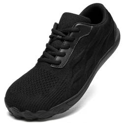 EGMPDA Barfußschuhe Herren Laufschuhe Schuhe Breite Füße Traillaufschuhe Bequeme Leicht Walkingschuhe Fitnessschuhe Barefoot Shoes Men Schwarz 45 EU von EGMPDA