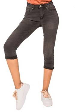 EGOMAXX Damen Capri Jeans Shorts Stretch Skinny 3/4 Bermuda Kurze 5 Pocket Hose Weich Denim Casual, Farben:Grau, Größe:44 von EGOMAXX