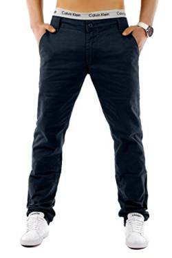 EGOMAXX Herren Chino Hose Regular Fit MC Trendstr Elegante Basic Stoff Jeans, Farben:Dunkelblau, Größe Hosen:28W von EGOMAXX
