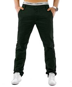 EGOMAXX Herren Chino Hose Regular Fit MC Trendstr Elegante Basic Stoff Jeans, Farben:Dunkelgrün, Größe Hosen:28W von EGOMAXX